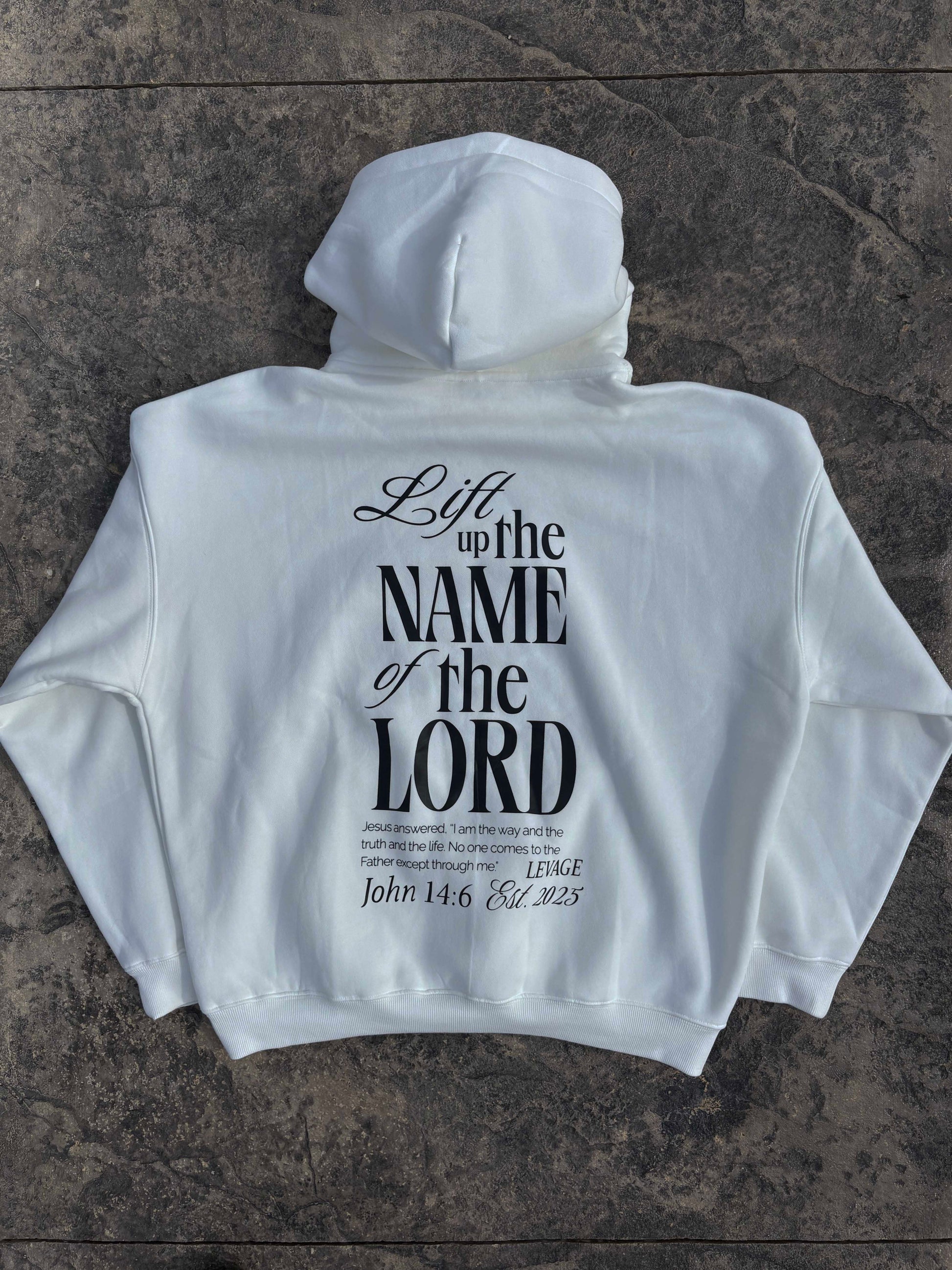 Levage Faith hoodie featuring comfortable front and back design, stylish hood, perfect for cozy, formal wear.