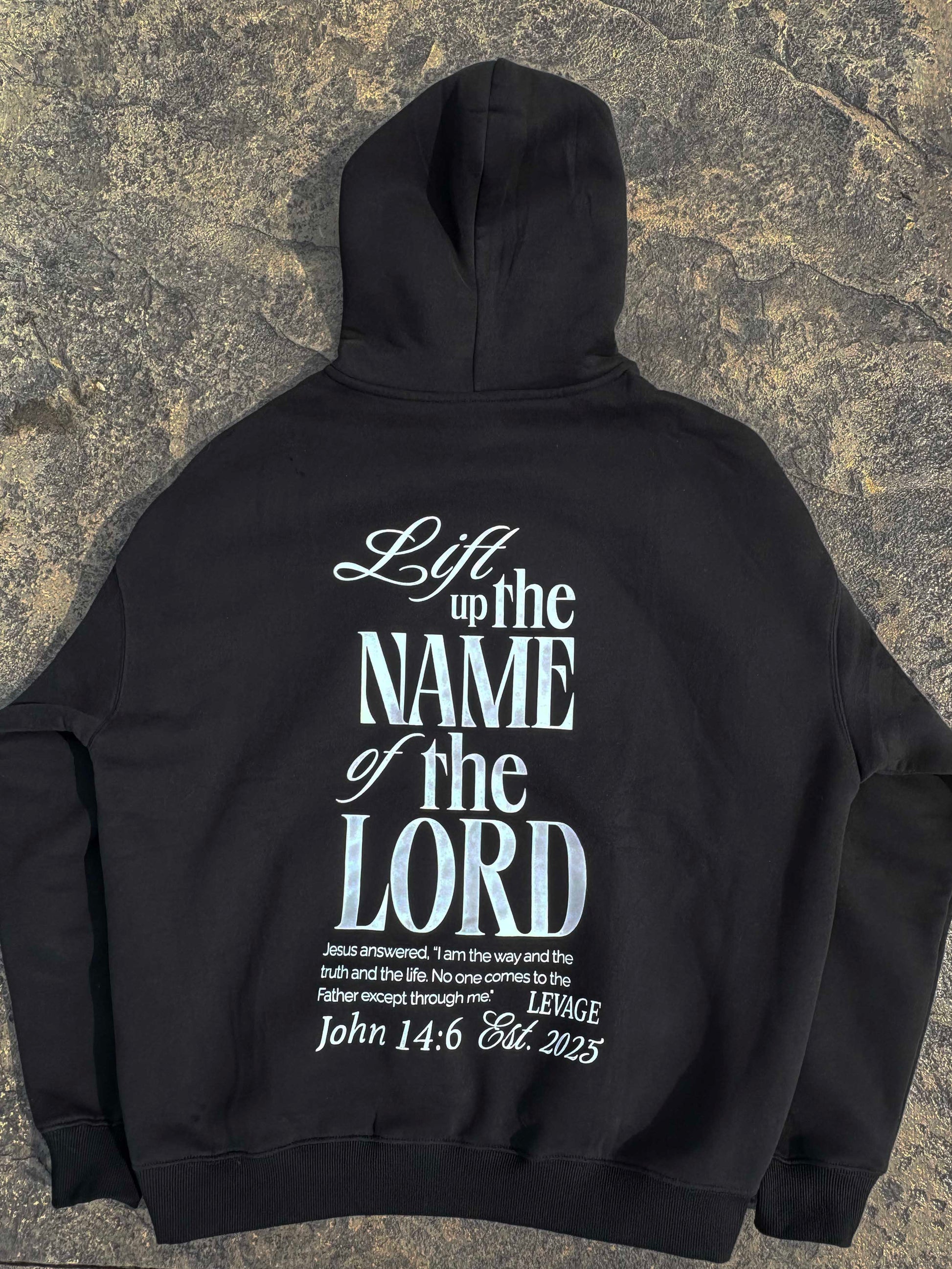 Levage Faith hoodie featuring comfortable front and back design, stylish hood, perfect for cozy, formal wear.